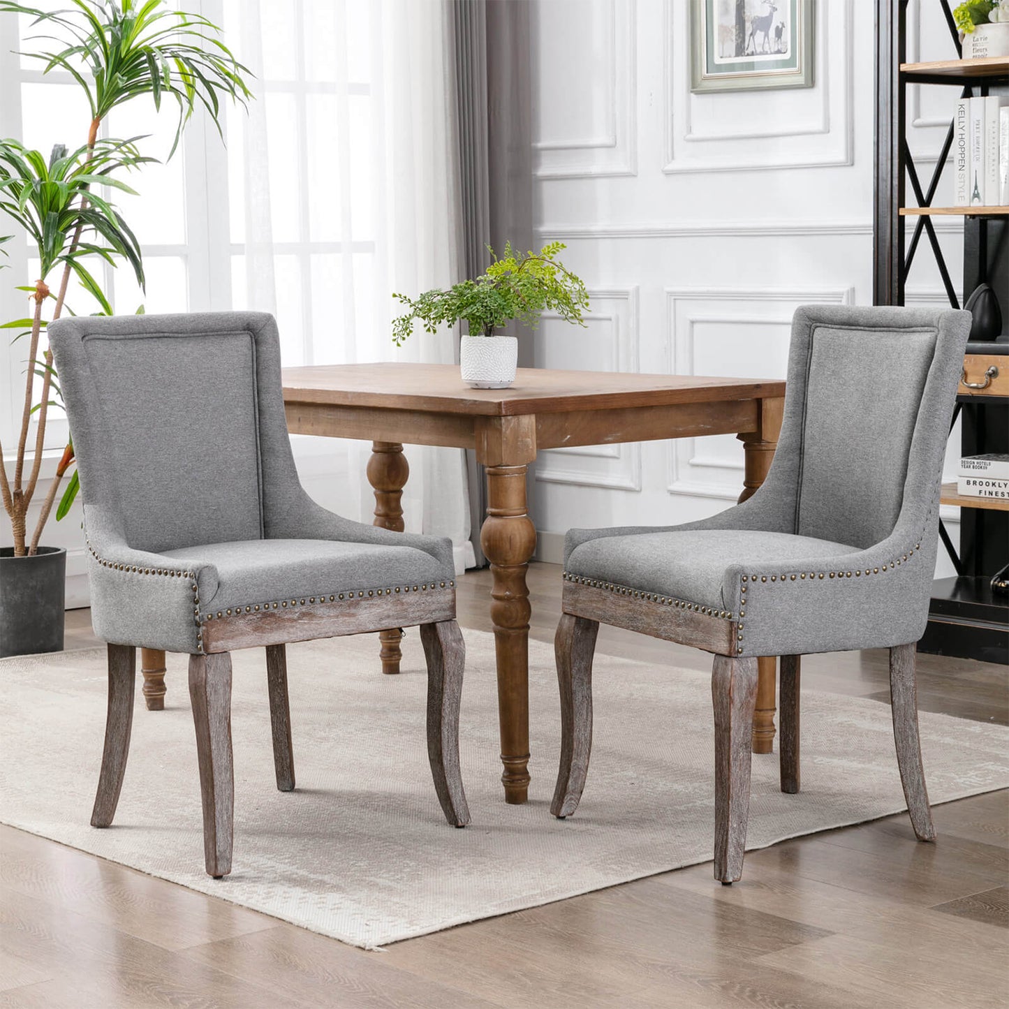 Ultra Side Dining Chair,Thickened fabric chairs with solid wood legs,Set of 2 - Meissalivve