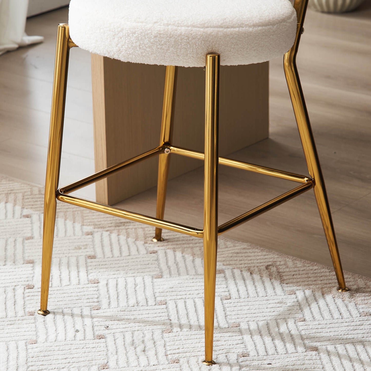 Set of 2 Modern Teddy Fabric Upholstered Bar Stools - Meissalivve