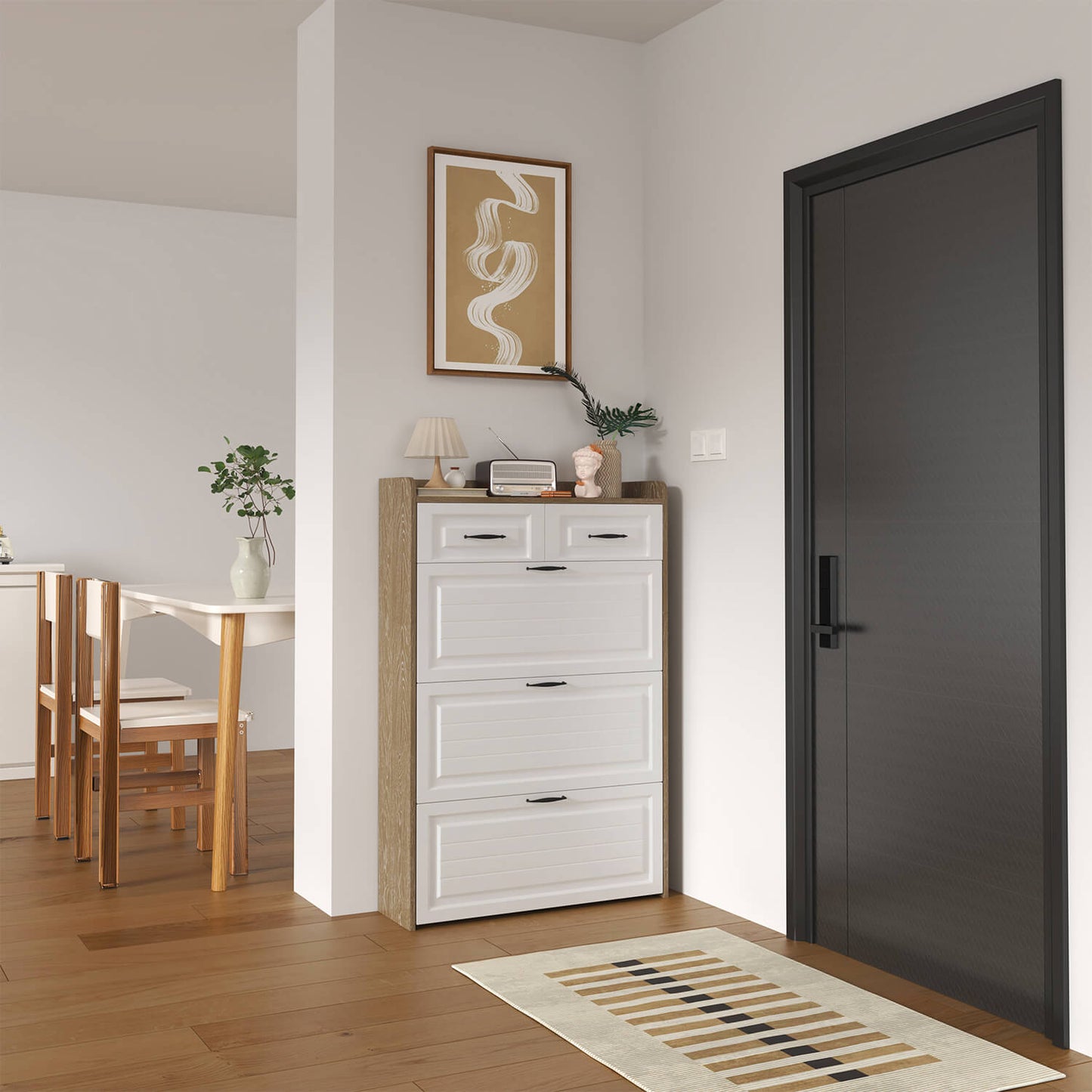 Shoe cabinet with 3 doors 2 drawers, large space for storage - Meissalivve