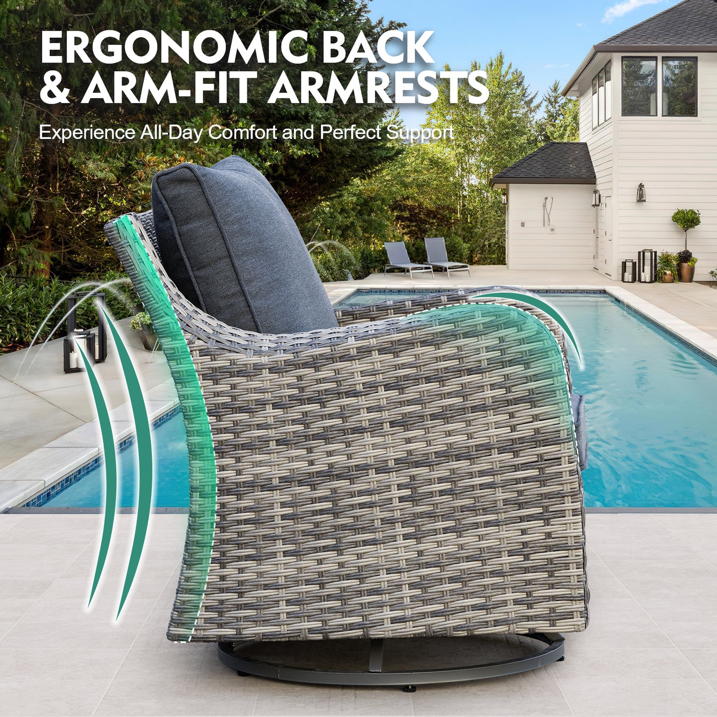 7/8 Piece Outdoor Rattan Patio Furniture Set, Swivel Rocker Chairs with Ottomans (YK-6003)