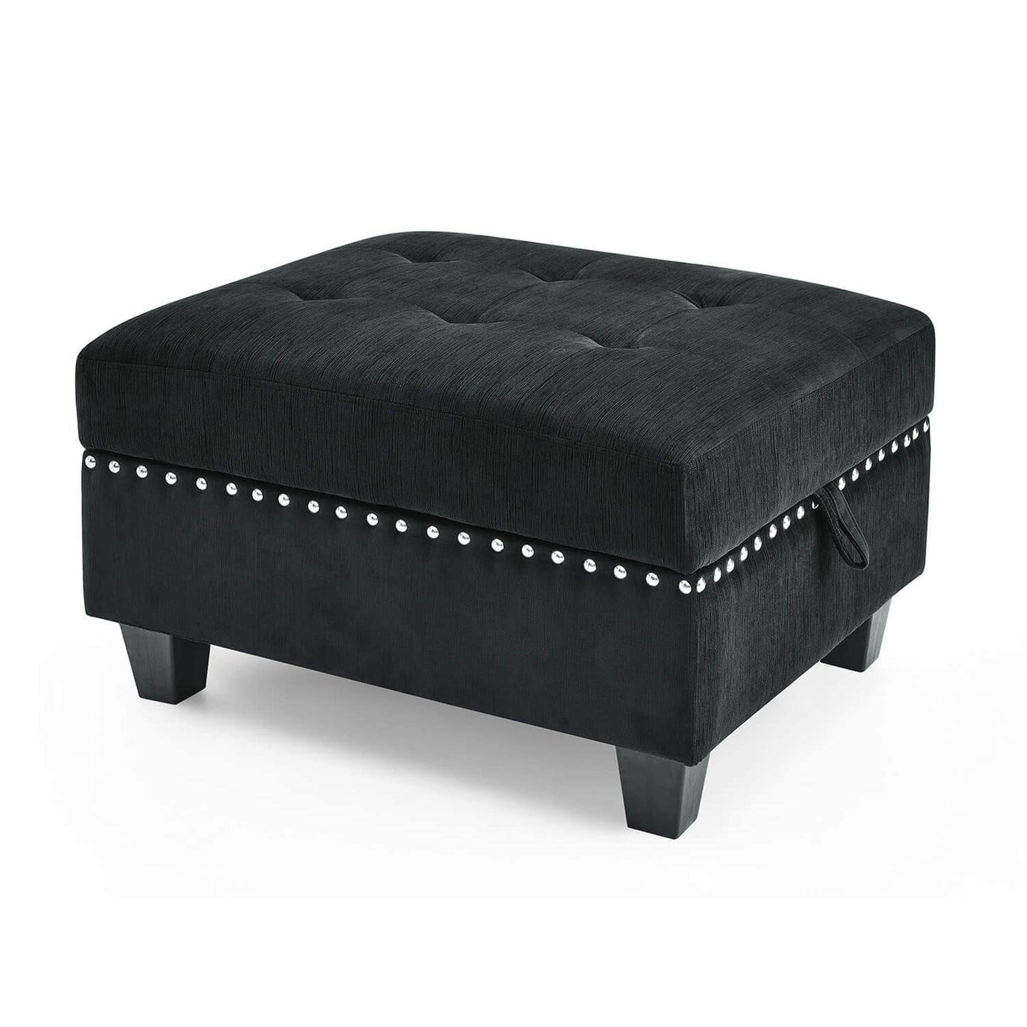 Ottoman for Modular Sectional,Black Velvet (25.5"x31.5"x19") - Meissalivve