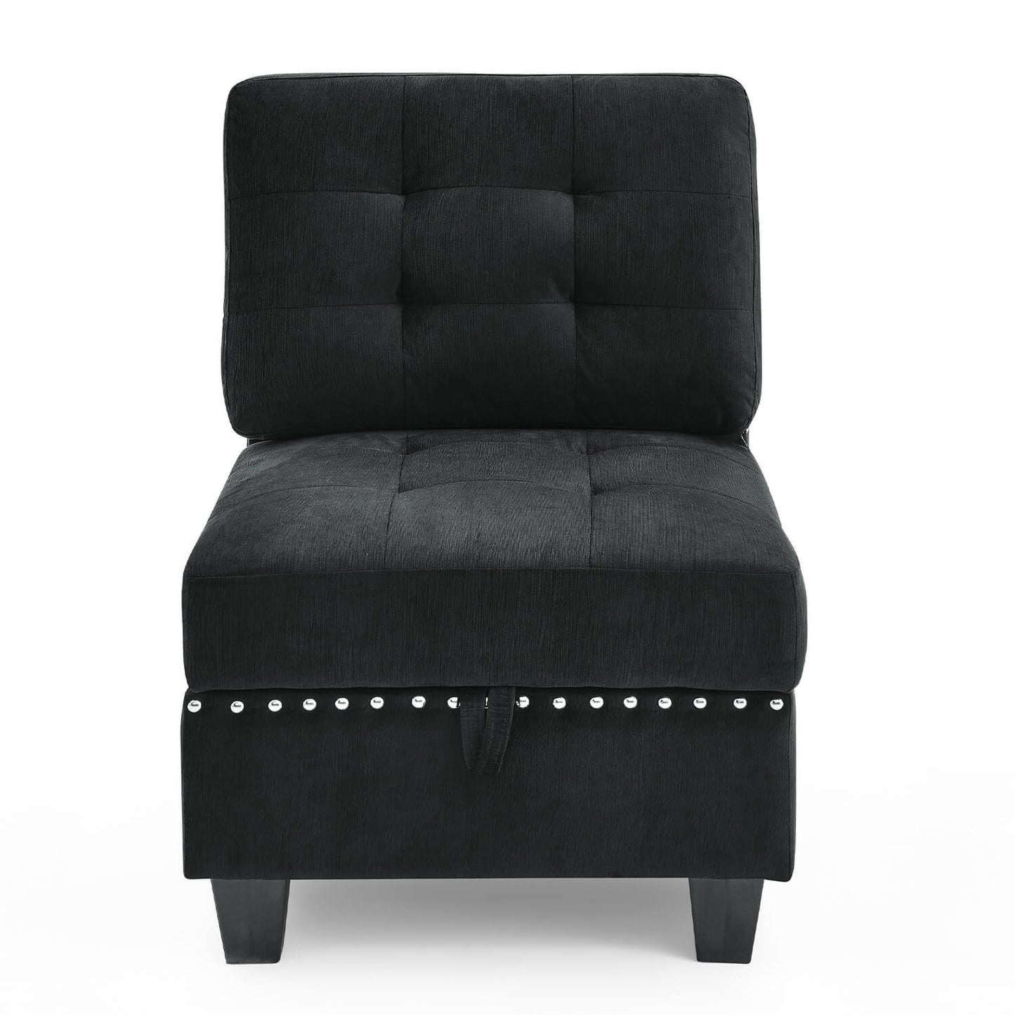 Ottoman for Modular Sectional,Black Velvet (25.5"x31.5"x19") - Meissalivve