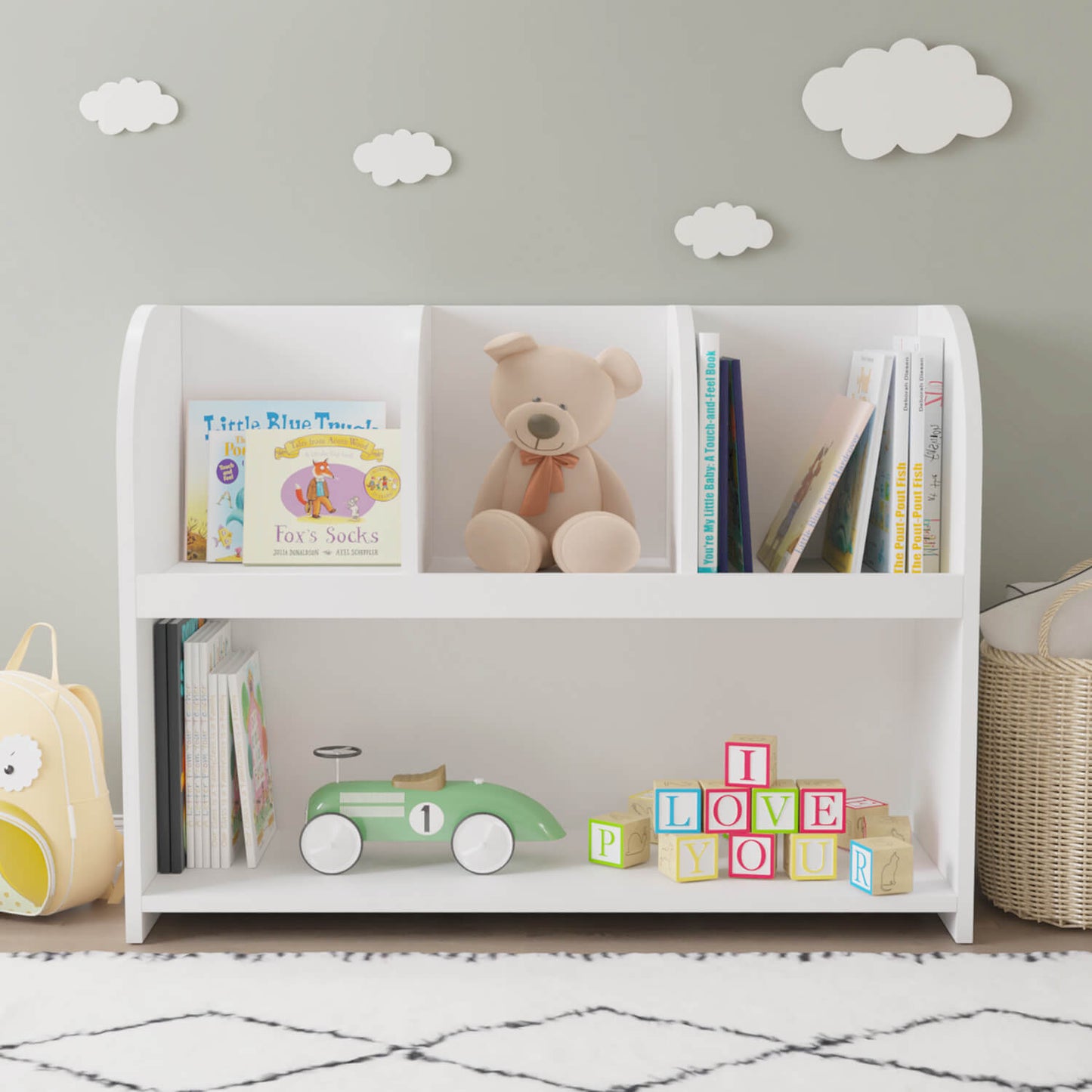 Kids Bookcase with 4 Compartments, Storage Book Shelf, Storage Display - Meissalivve