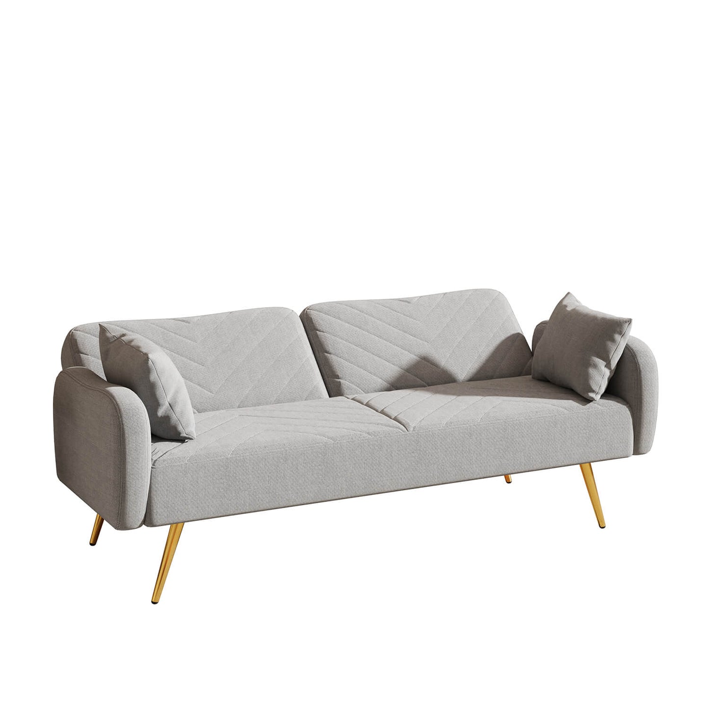 70.47" Pink Fabric Double Sofa with Split Backrest and Two Throw Pillows - Meissalivve
