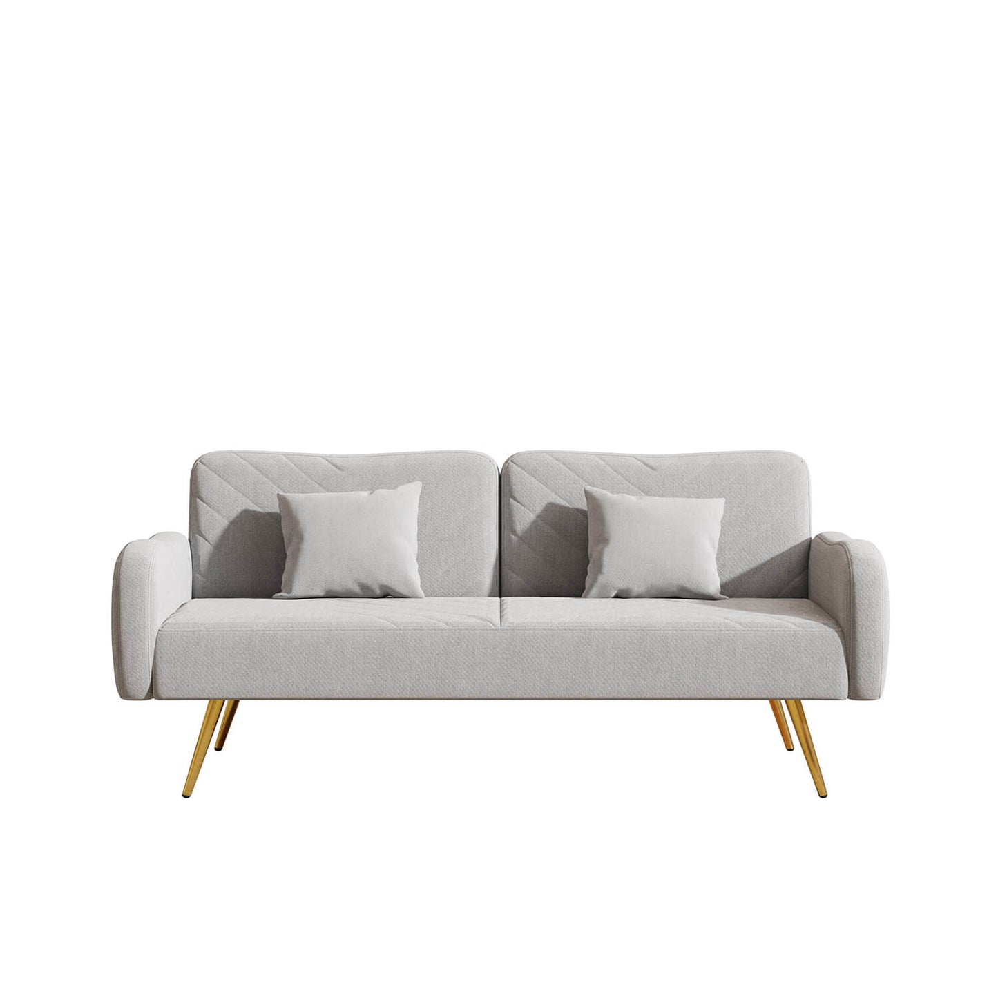 70.47" Pink Fabric Double Sofa with Split Backrest and Two Throw Pillows - Meissalivve