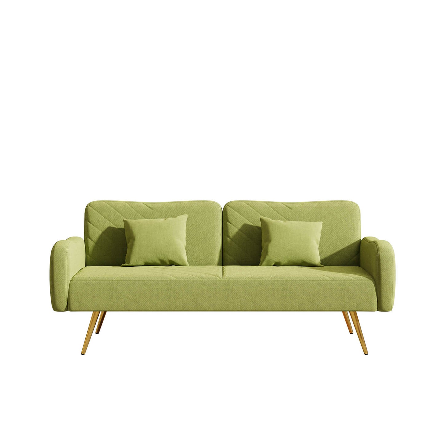 70.47" Pink Fabric Double Sofa with Split Backrest and Two Throw Pillows - Meissalivve