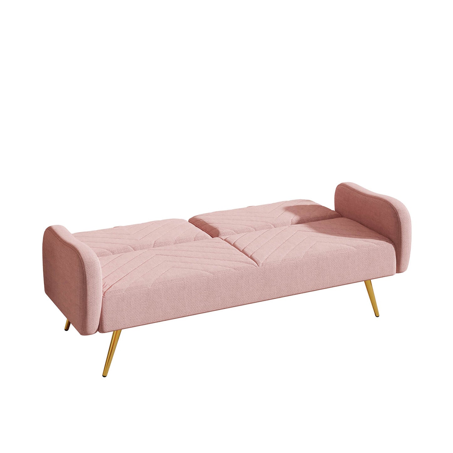 70.47" Pink Fabric Double Sofa with Split Backrest and Two Throw Pillows - Meissalivve