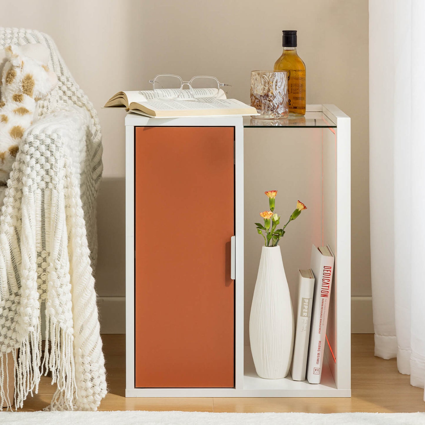 LED End Table Side Table, Bedside Tables with Storge - Meissalivve