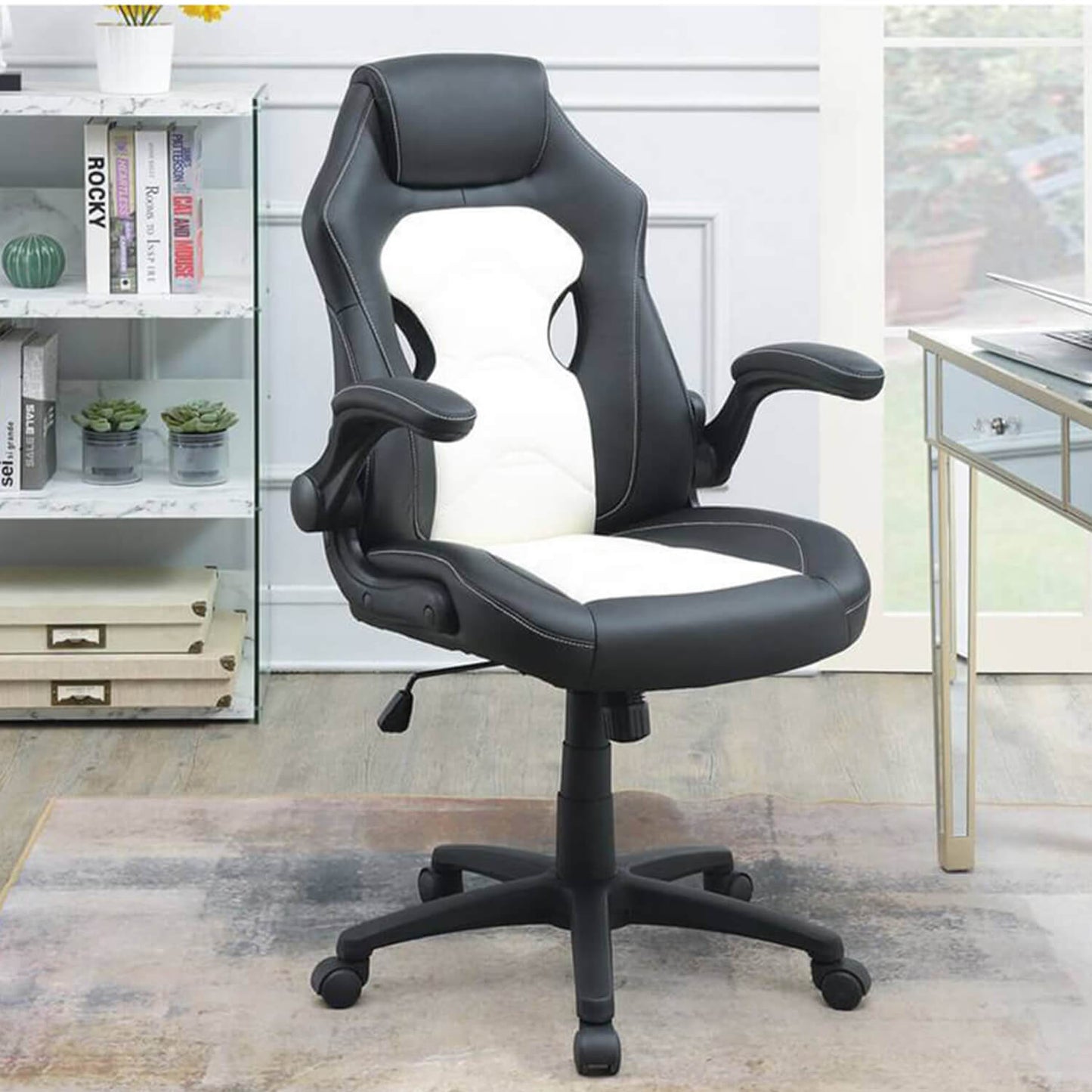 Office Chair Upholstered 1pc Cushioned Comfort Chair Relax Gaming - Meissalivve