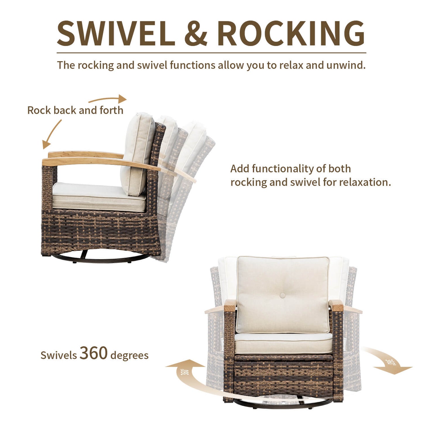 6 Pieces Patio Furniture Sets, Outdoor Rattan Furniture Conversation Sets - Meissalivve