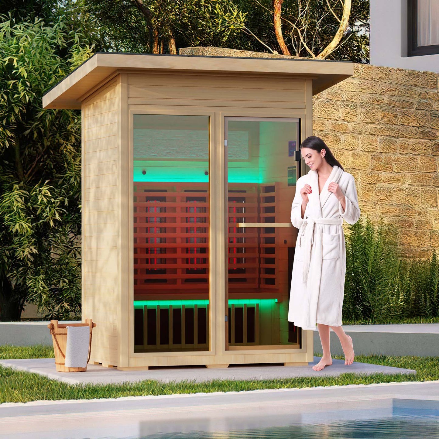 Full-Spectrum Infrared Outdoor Saunas for Home - YK8003