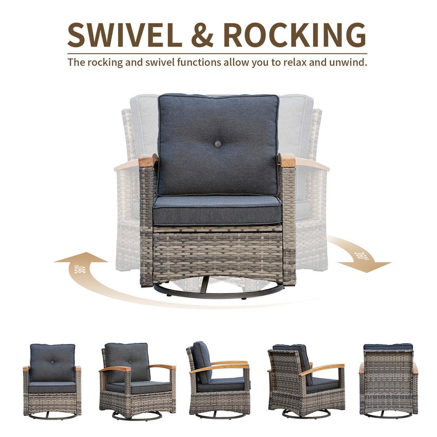 9 Piece Half-Moon Rattan Outdoor Patio Furniture Set (YK-6008)