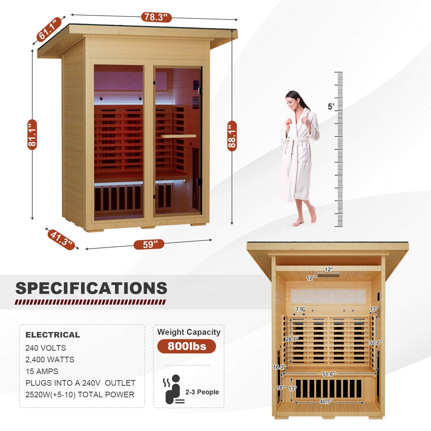SAUNAERA Full-Spectrum Infrared Outdoor Saunas for Home - Meissalivve
