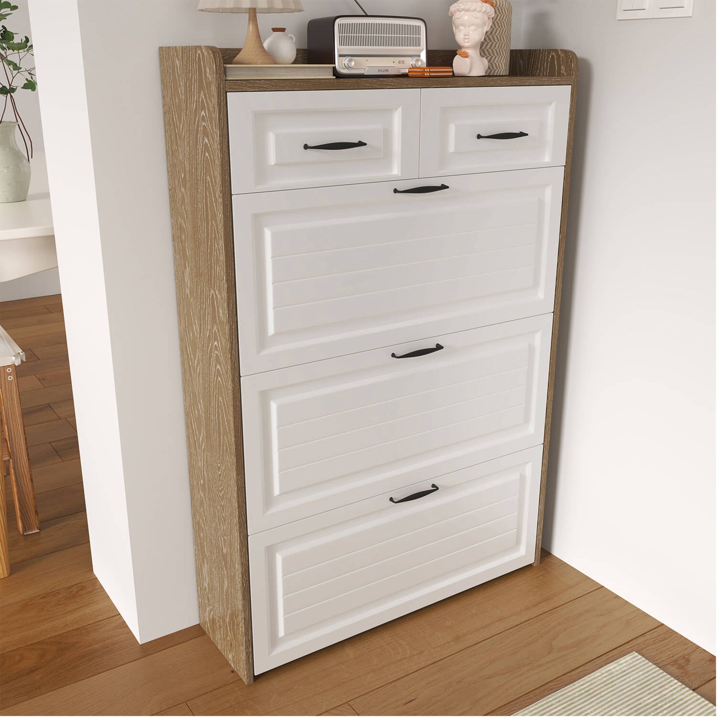 Shoe cabinet with 3 doors 2 drawers, large space for storage - Meissalivve