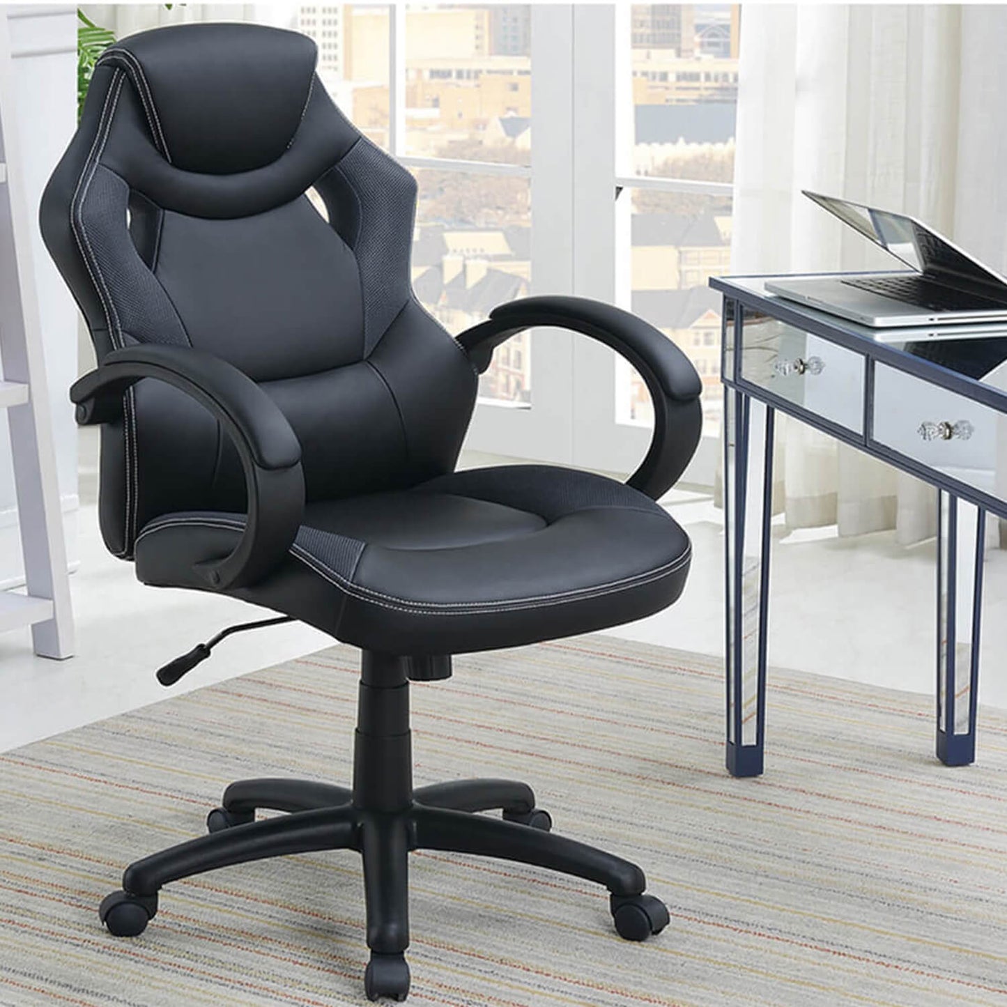 Office Chair Upholstered 1pc Cushioned Comfort Chair Relax Gaming - Meissalivve