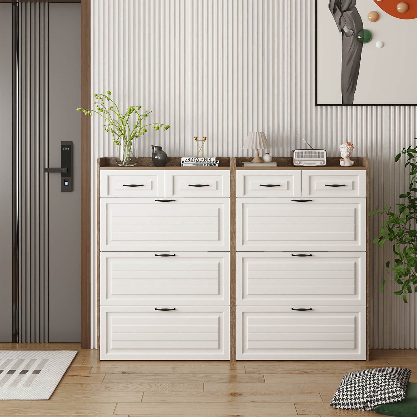 Shoe cabinet with 3 doors 2 drawers, large space for storage - Meissalivve