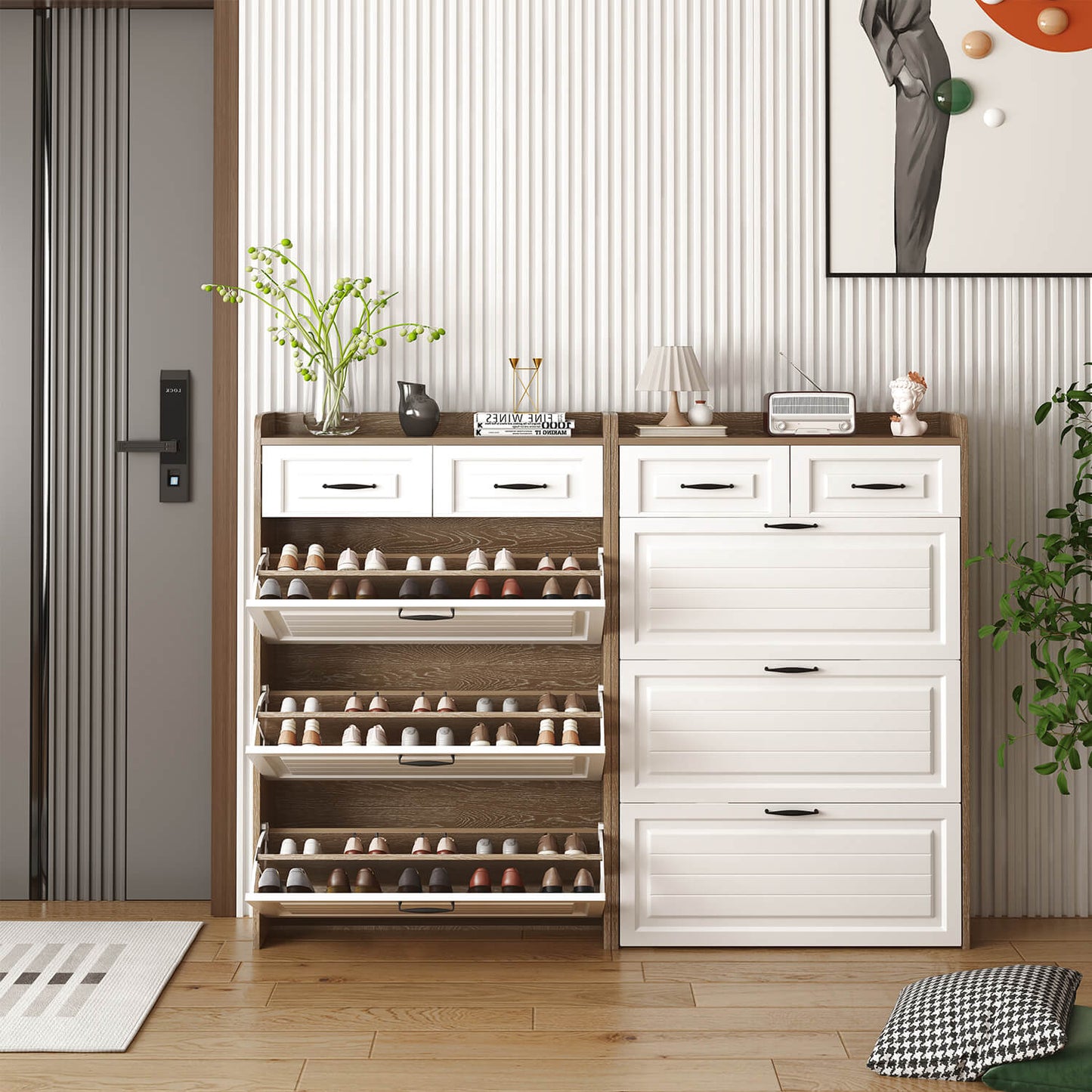 Shoe cabinet with 3 doors 2 drawers, large space for storage - Meissalivve