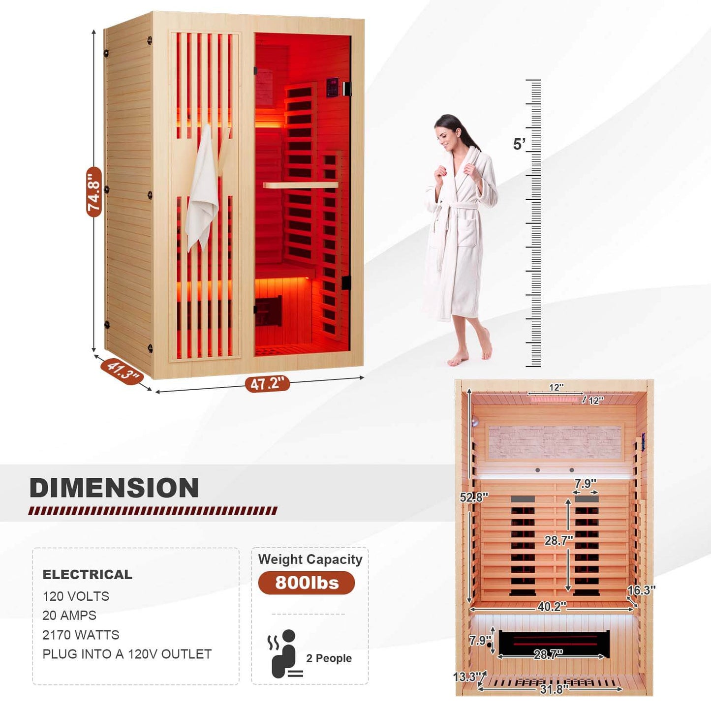 Full Spectrum Infrared Sauna for Home - YK8002