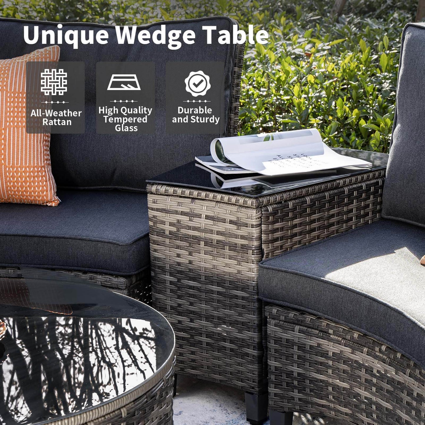 9 Piece Half-Moon Rattan Outdoor Patio Furniture Set (YK-6008)