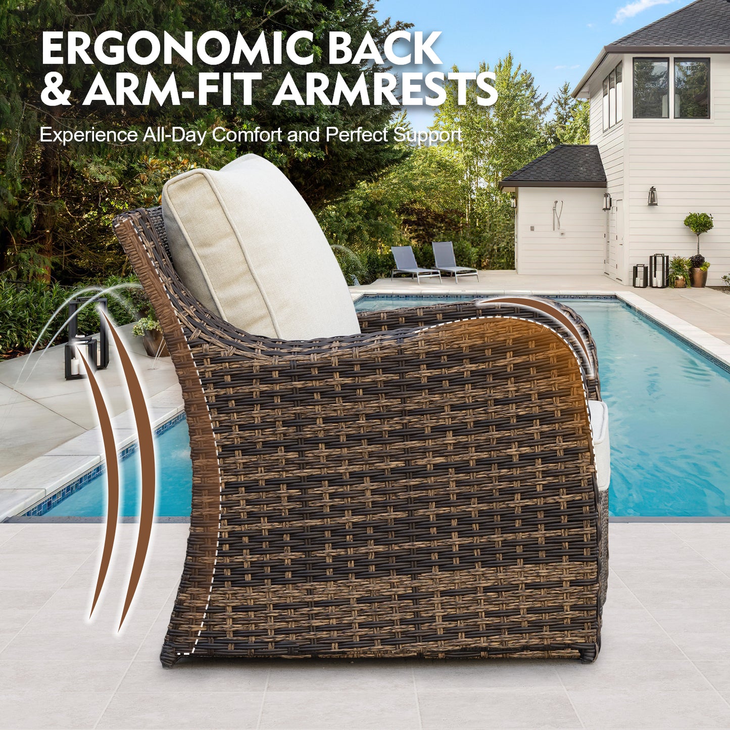 6/8 Piece Outdoor Rattan Patio Furniture Set, Swivel Rocker Chairs with Ottomans (YK-6010)