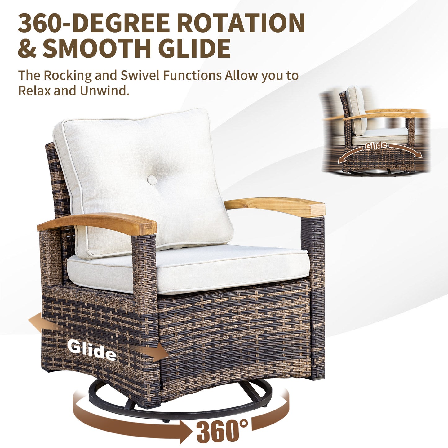 7/8 Pieces Patio Furniture Sets, Outdoor Rattan Furniture Conversation Sets (YK-6011)