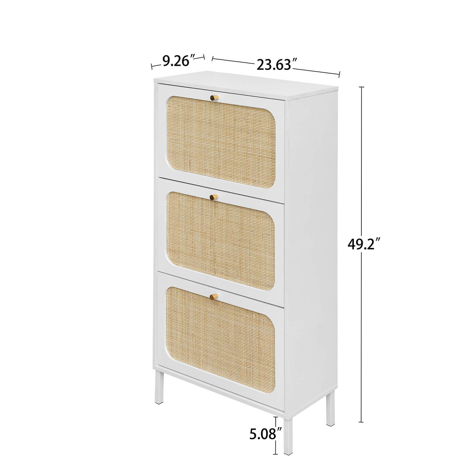 Natural Rattan 3 Door Shoe Rack, Shoe Storage Cabinet - Meissalivve