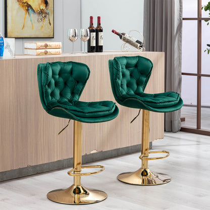 Set of 2  Bar Stools with Chrome Footrest and Base Swivel Height Adjustable - Meissalivve