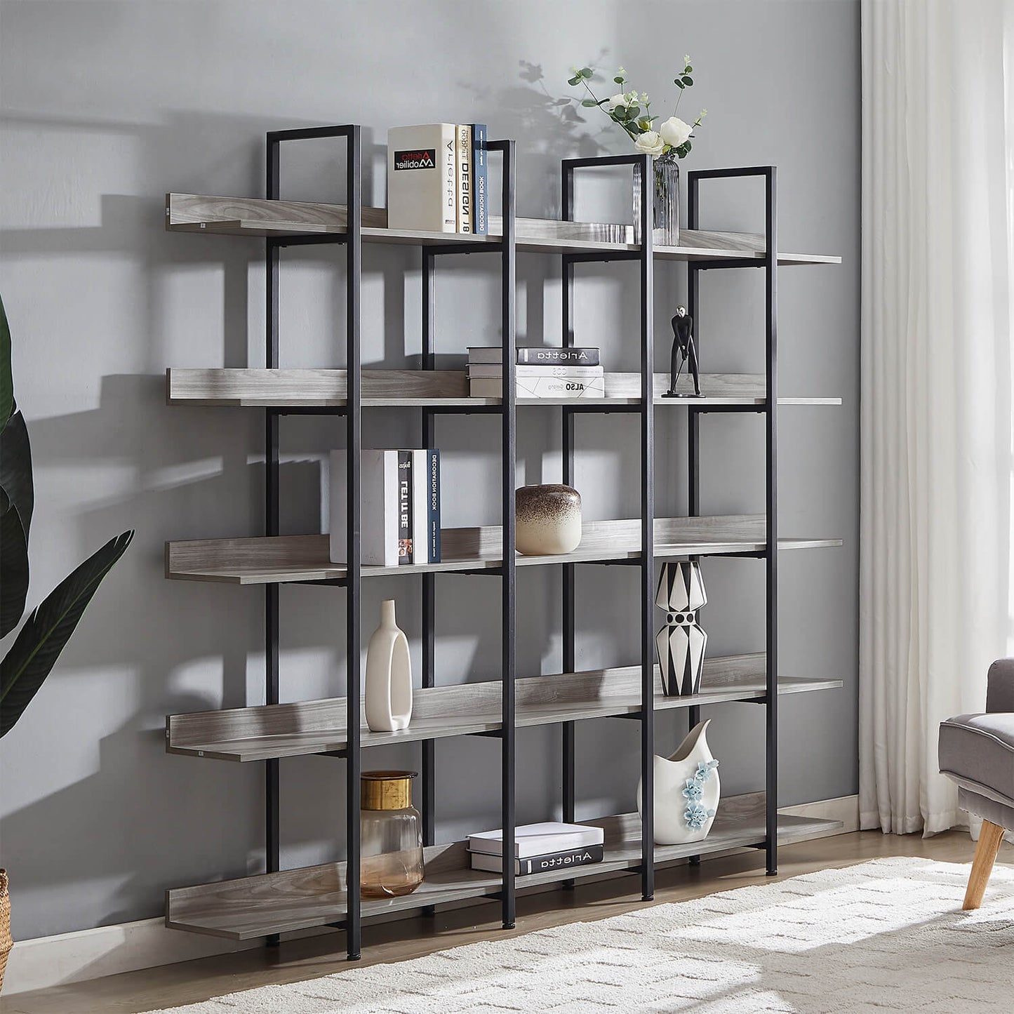 5 Tier Bookcase Home Office Open Bookshelf, MDF Board - Meissalivve