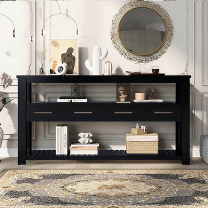 Modern Console Table Sofa Table for Living Room with 4 Drawers and 2 Shelves - Meissalivve