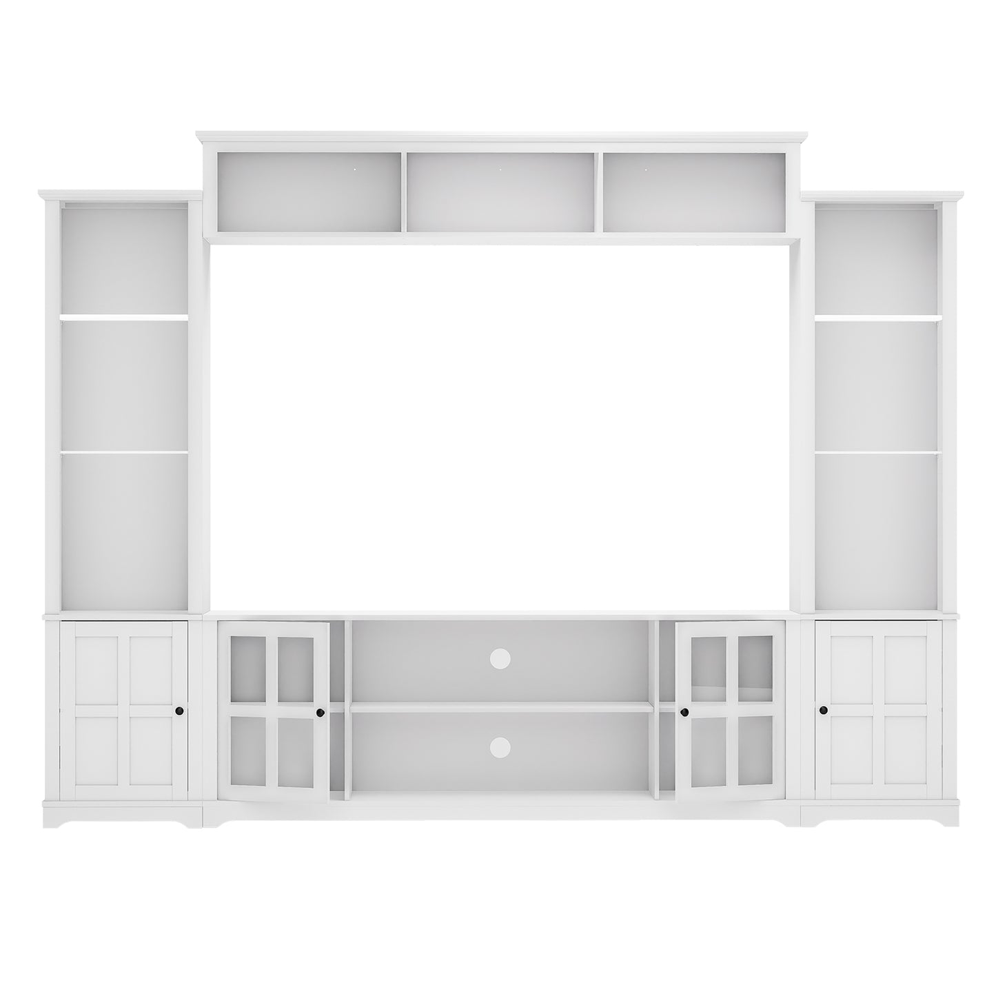 4 Piece Entertainment Center Wall Cabinet TV Cabinet with Bookshelf