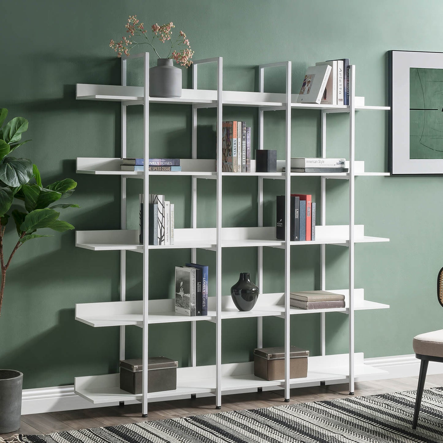 5 Tier Bookcase Home Office Open Bookshelf, MDF Board - Meissalivve