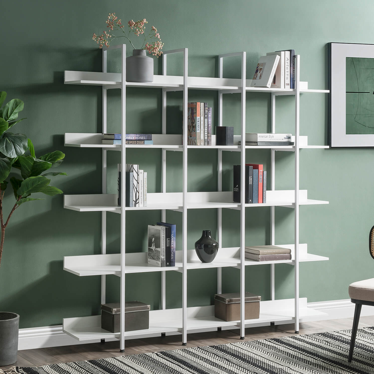 5 Tier Bookcase Home Office Open Bookshelf, MDF Board - Meissalivve