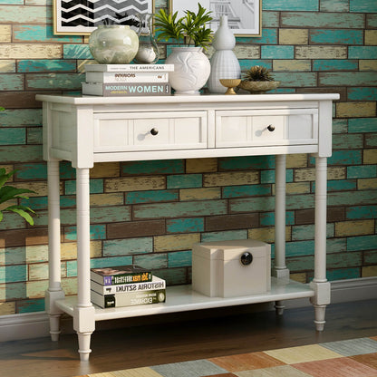 Series Console Table Traditional Design with Two Drawers and Bottom Shelf - Meissalivve