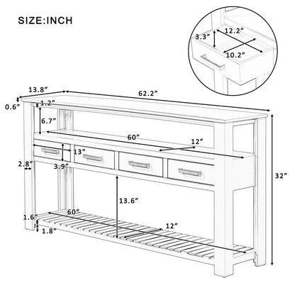 Modern Console Table Sofa Table for Living Room with 4 Drawers and 2 Shelves - Meissalivve