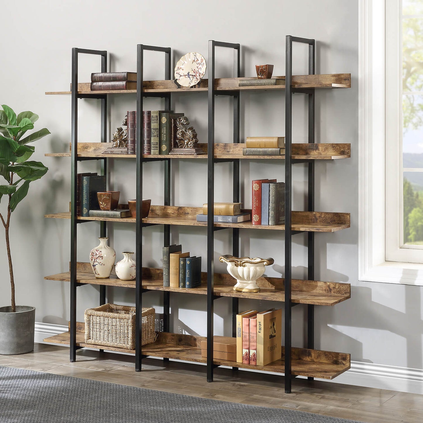 5 Tier Bookcase Home Office Open Bookshelf, MDF Board - Meissalivve