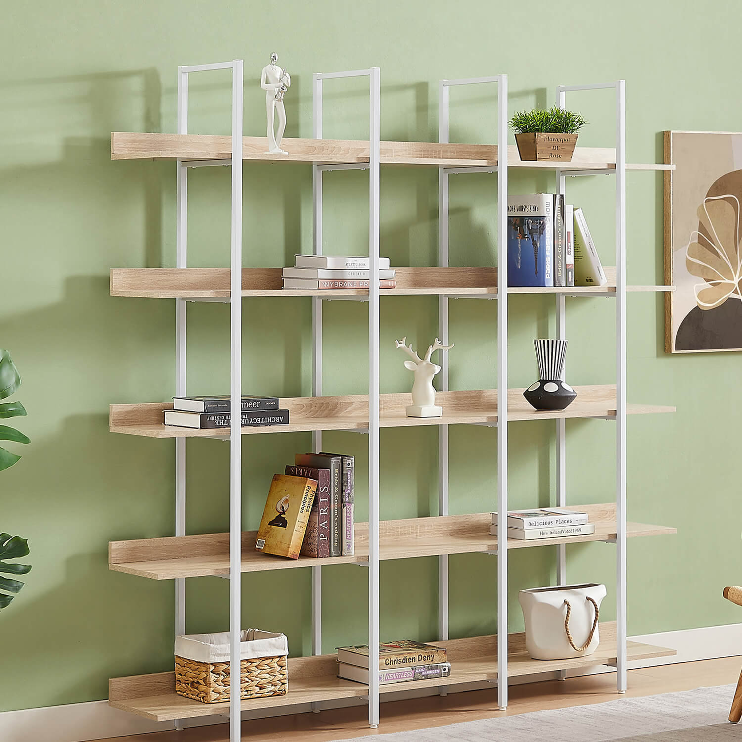 5 Tier Bookcase Home Office Open Bookshelf, MDF Board - Meissalivve