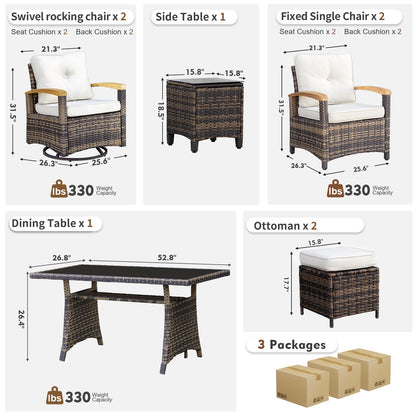 8 Pieces Patio Furniture Sets,  Outdoor Rattan Furniture Conversation Sets with Loveseat(YK-6015-C2)