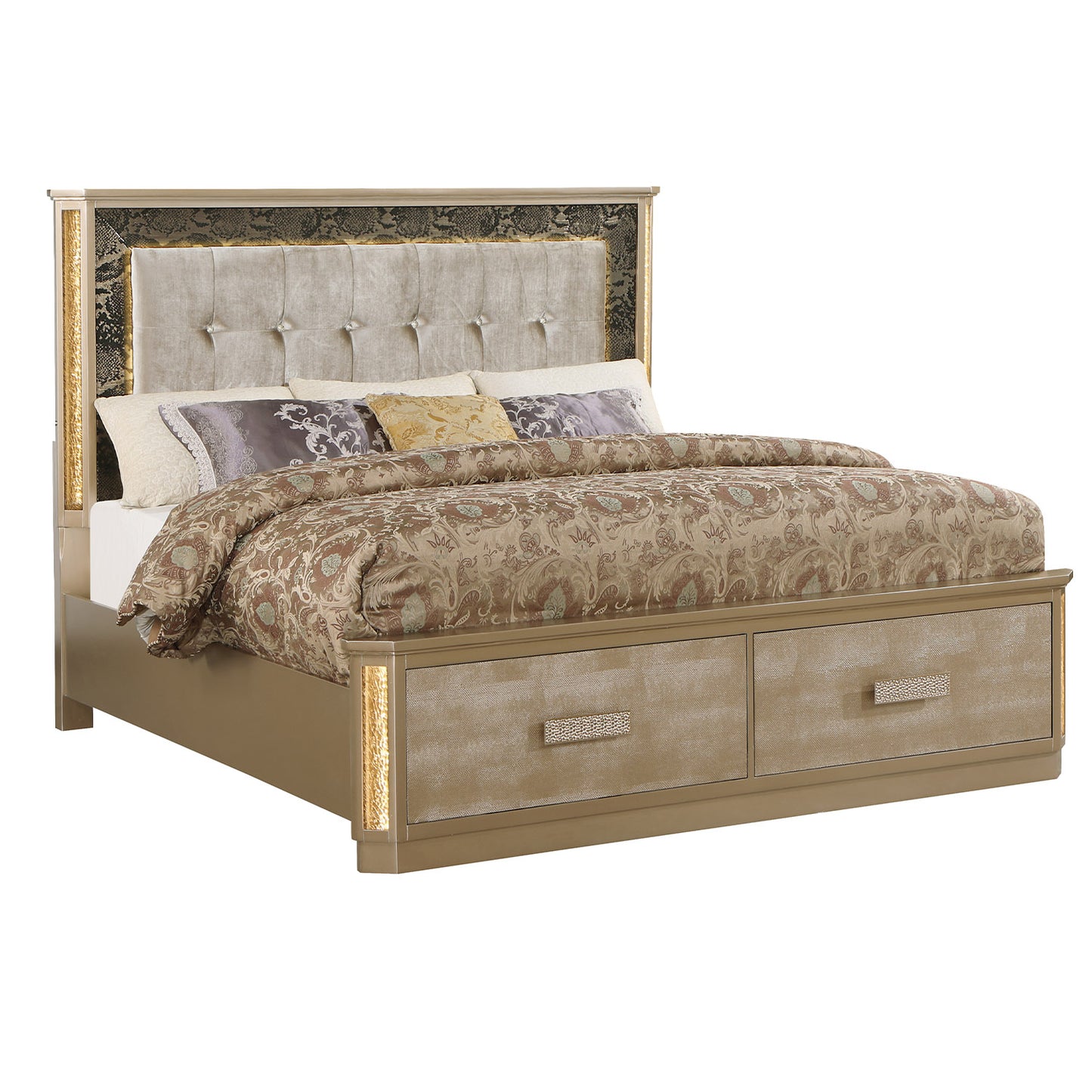 Medusa King 5PC Bedroom set Made with Wood in Gold - Meissalivve