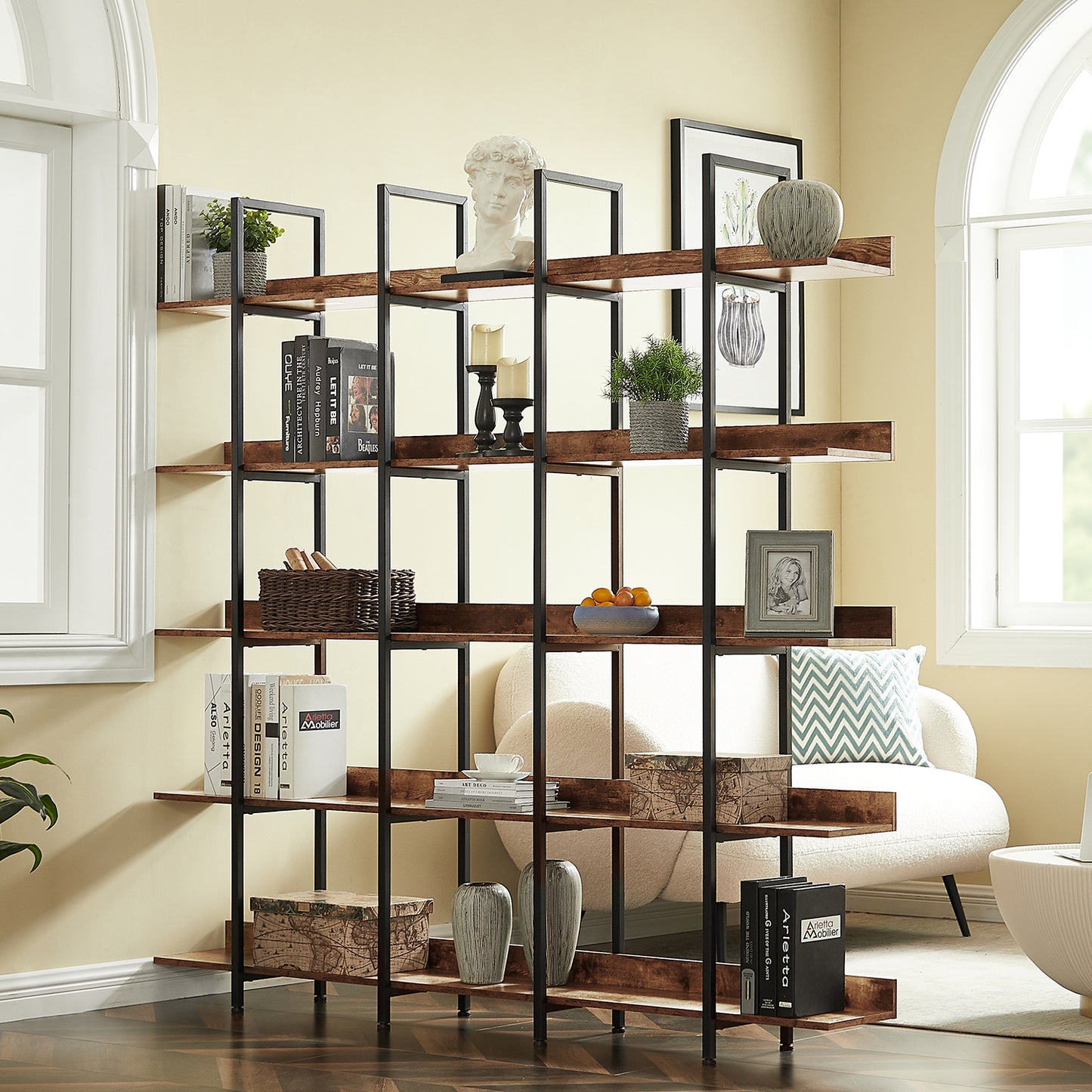 5 Tier Bookcase Home Office Open Bookshelf, MDF Board - Meissalivve