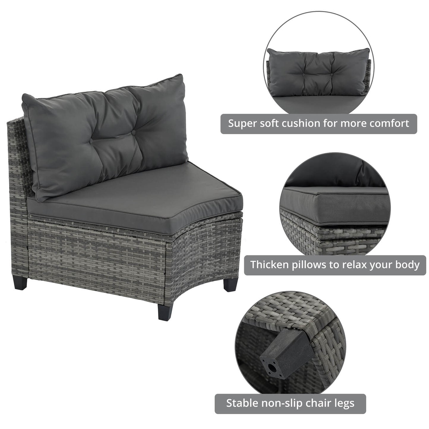 8-pieces Outdoor Wicker Round Sofa Set, Half-Moon Sectional Sets - Meissalivve