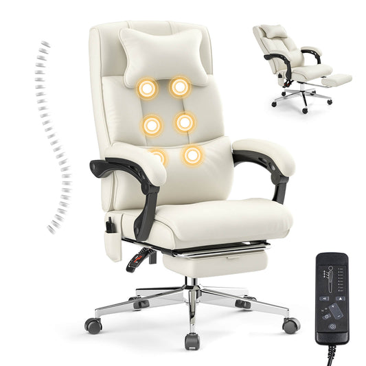 6-Point Massage Ergonomic Office Chair, 500lbs PU Executive Computer Chair