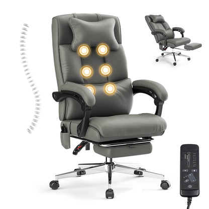 6-Point Massage Ergonomic Office Chair, 500lbs PU Executive Computer Chair