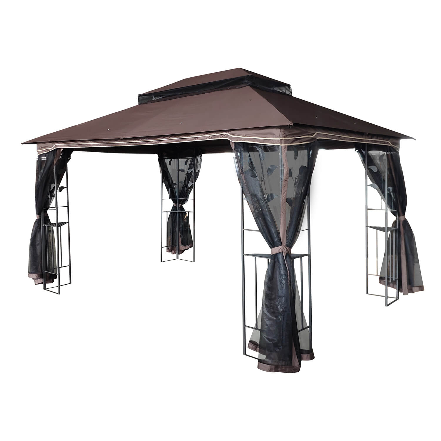 13x10 Outdoor Patio Gazebo Canopy Tent With Ventilated Double Roof And Mosquito net - Meissalivve