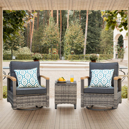 MEISSALIVVE 3 Pieces Patio Furniture Set, Wicker Patio Bistro Set - Meissalivve