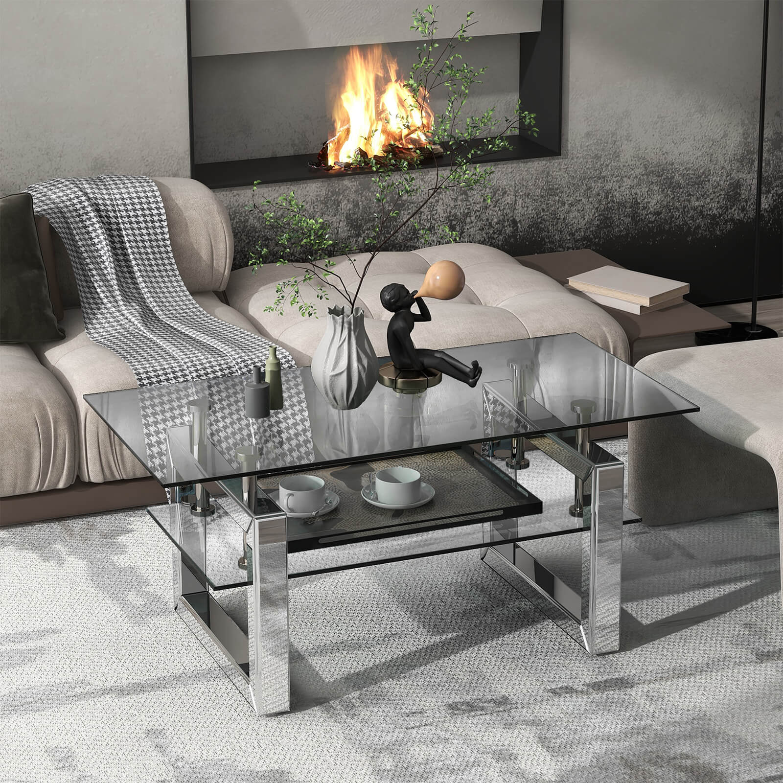 Transparent tempered glass coffee table, coffee table - Meissalivve