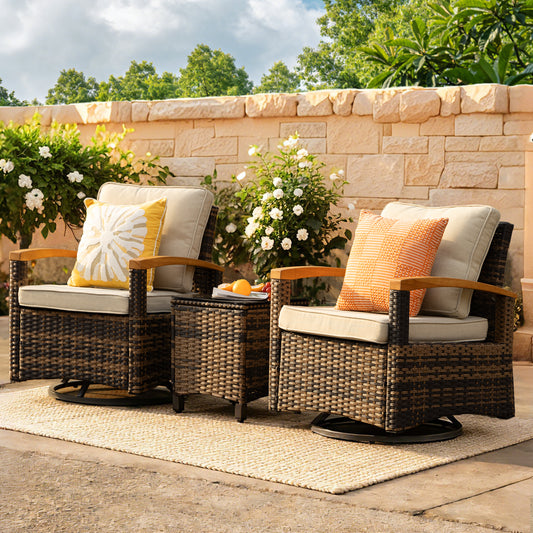 3 Pieces Patio Furniture Set, Wicker Patio Bistro Set  (YK-6015-B5)