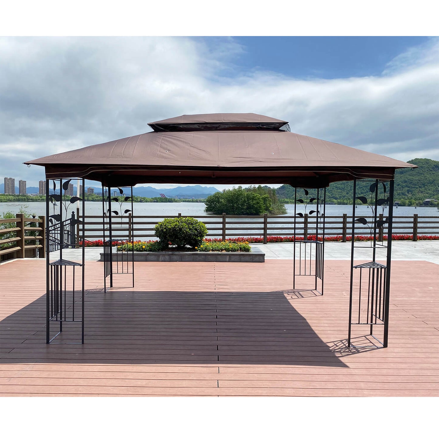 13x10 Outdoor Patio Gazebo Canopy Tent With Ventilated Double Roof And Mosquito net - Meissalivve