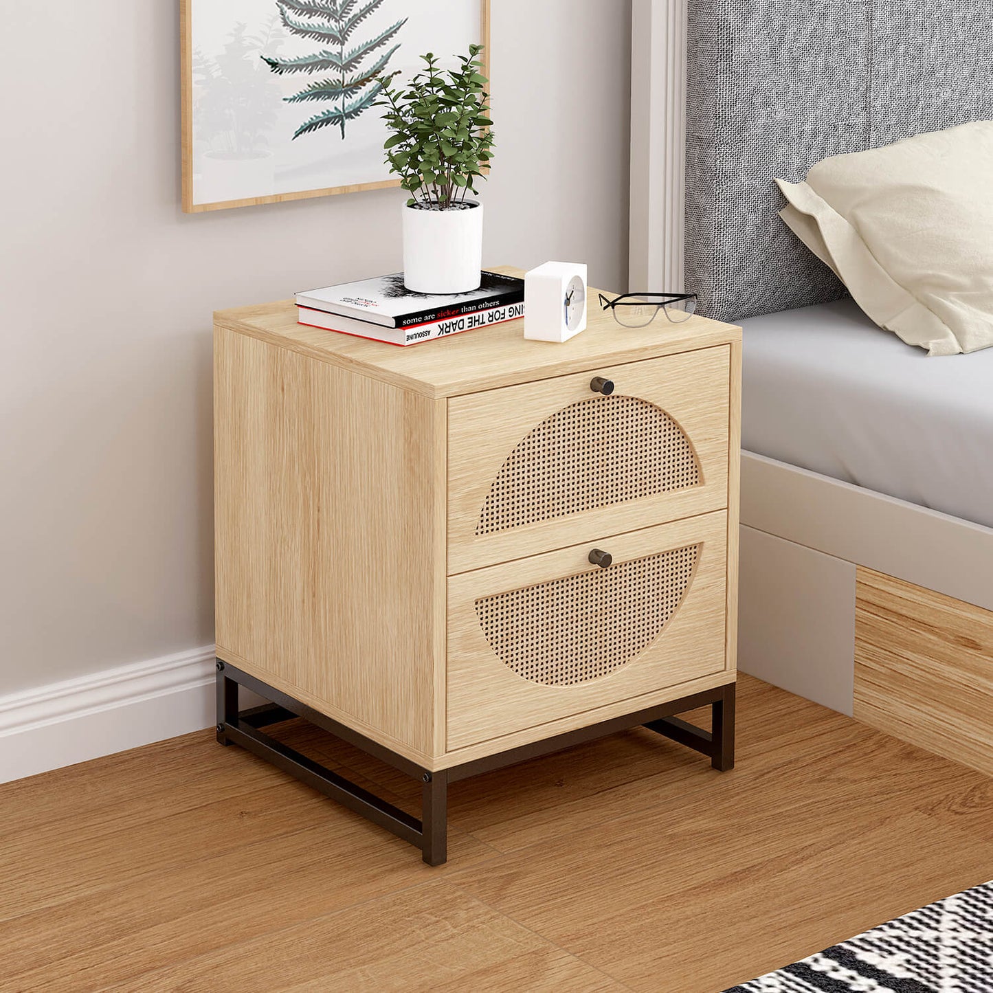 Nightstand Side Table Bedroom Storage Drawer Bedside End Table - Meissalivve