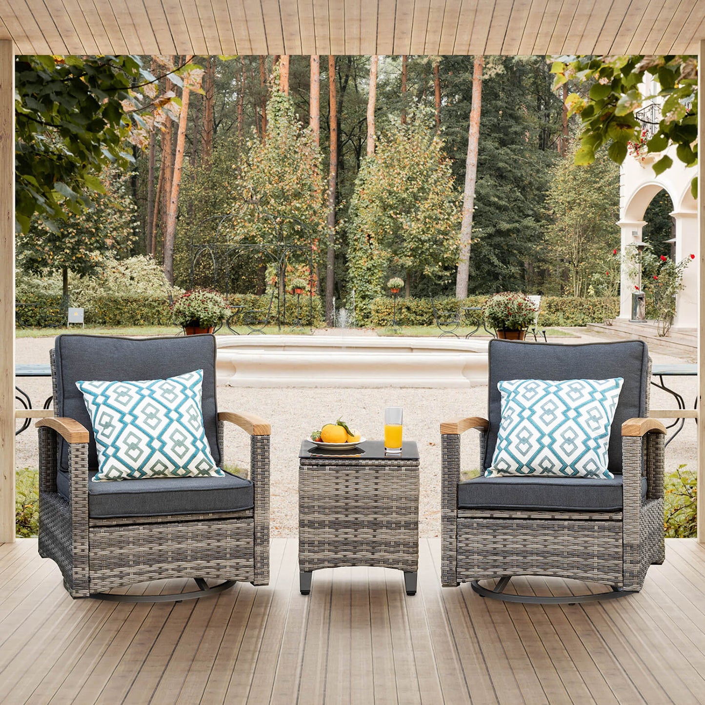 9 Piece Half-Moon Rattan Outdoor Patio Furniture Set