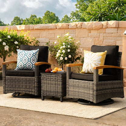 3 Pieces Patio Furniture Set, Wicker Patio Bistro Set  (YK-6015-B5)